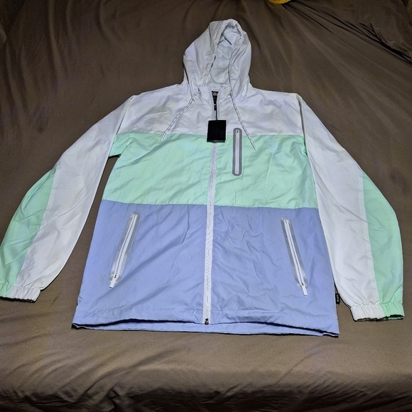 CSG men's small pastel colorblock hooded windbreaker NWT. Fall,Spring, Lightweig - Picture 1 of 8